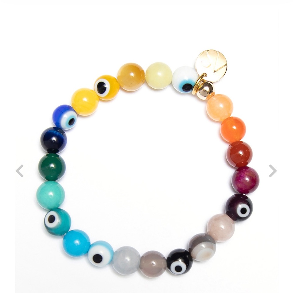 April Soderstrom Multicolor Beaded Evil Eye Candy Bracelet 8mm
